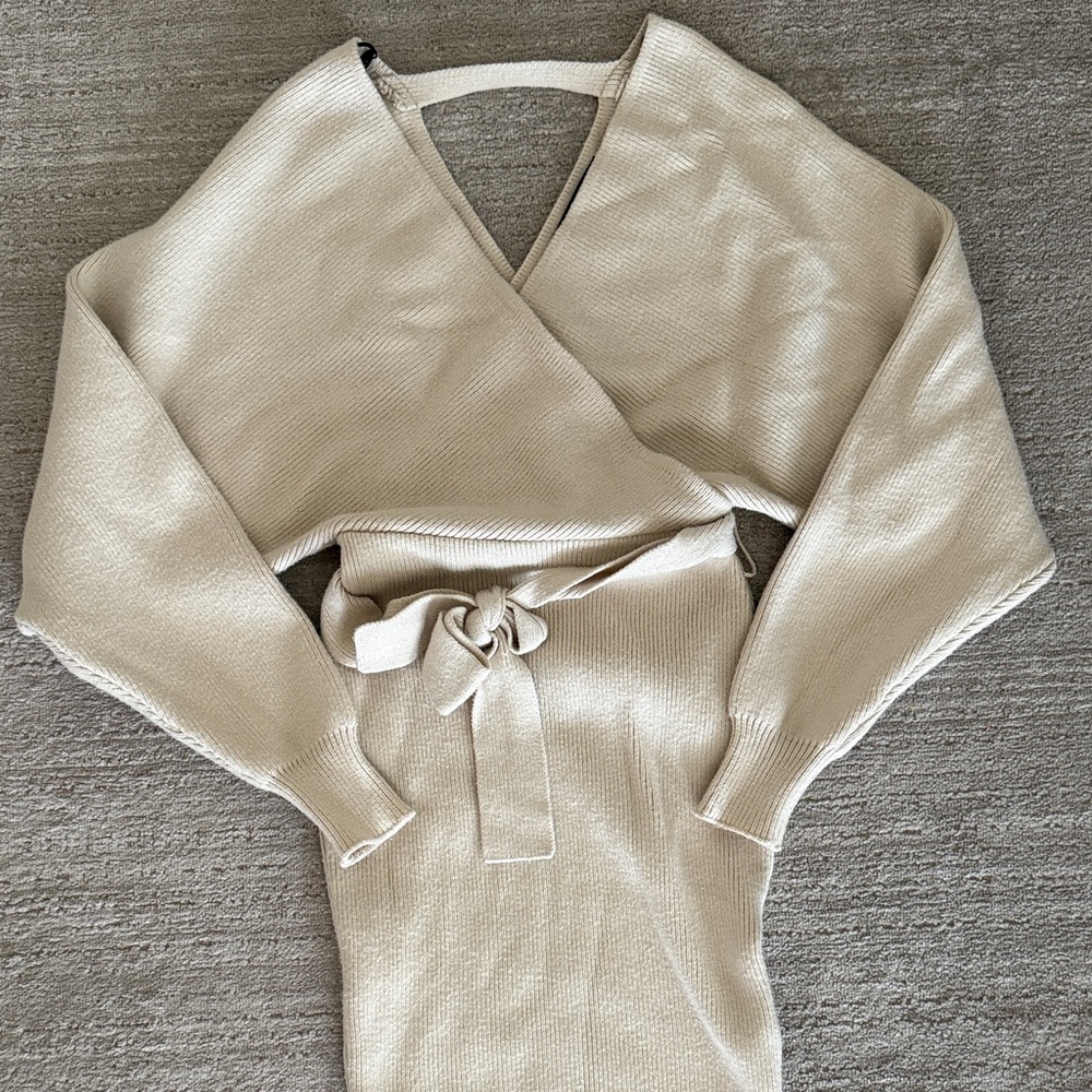 Cream sweater dress